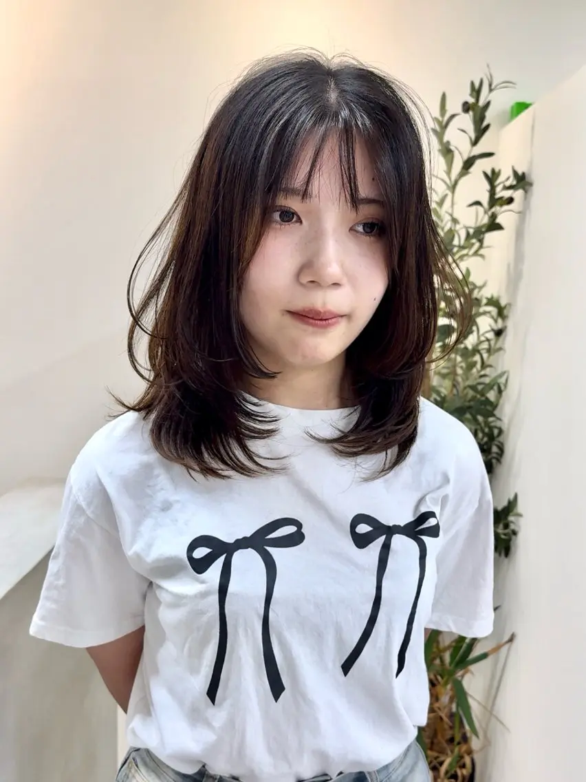 ミディアム レイヤーカット カット トリートメント レイヤー×縮毛矯正 深見 拓のヘアスタイル