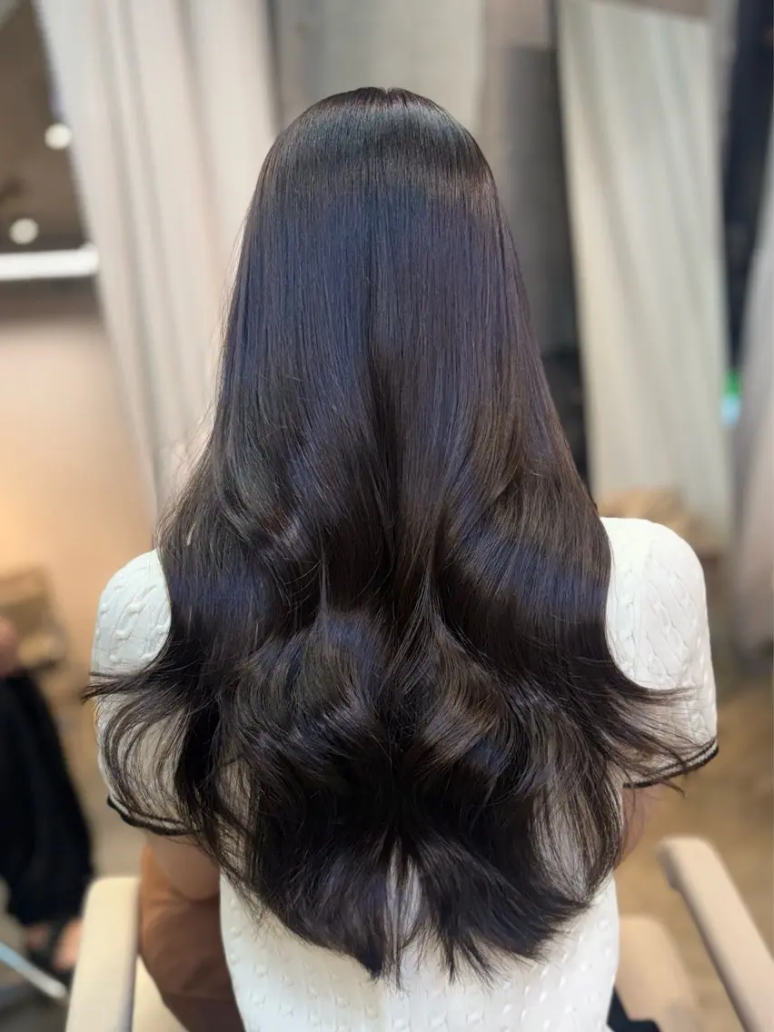 セミロング アッシュ ヘアカラー トリートメント 透明感カラー/赤み消 しカラー/もものヘアスタイル