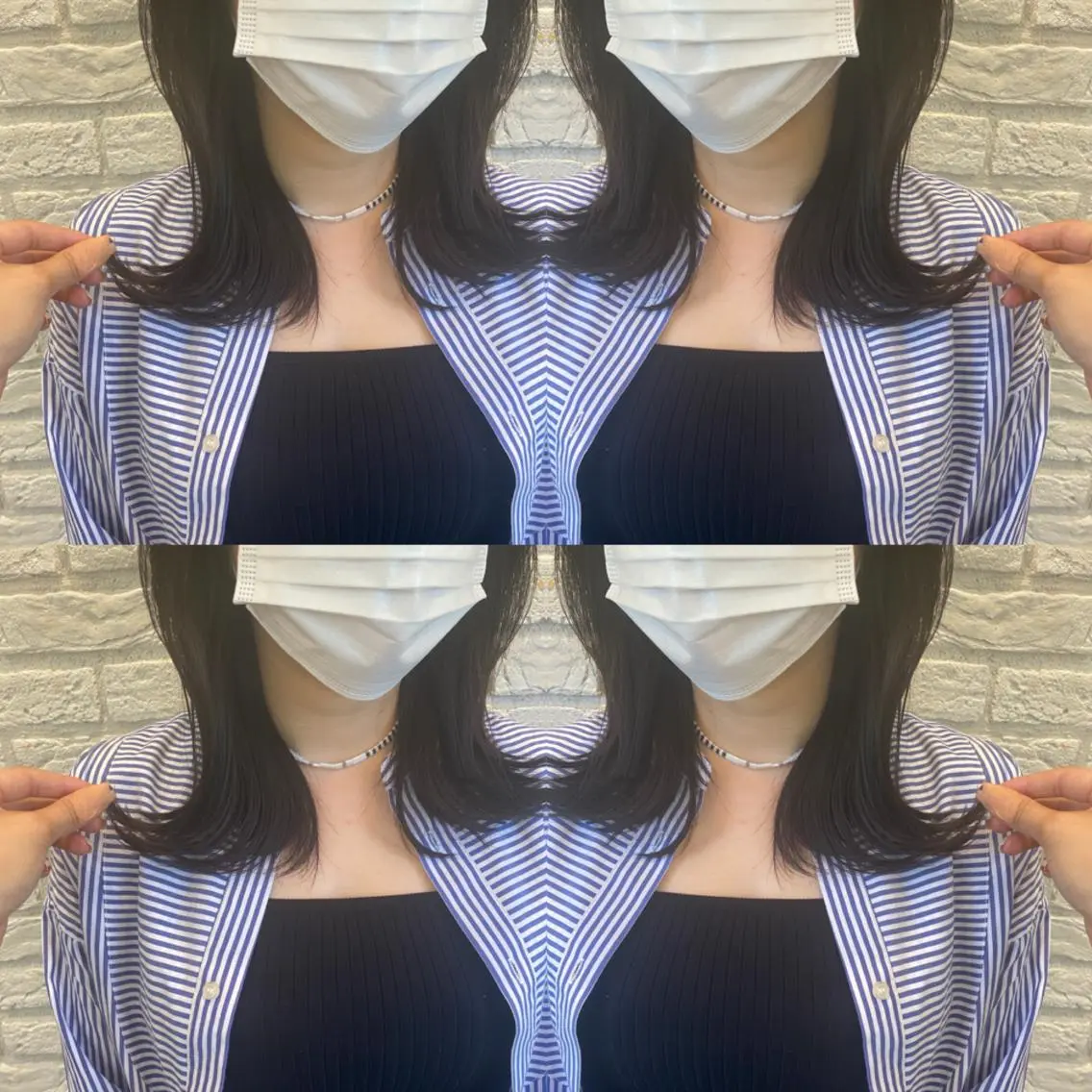 ミディアム 顔周りカット 韓国風ヘア カット ヘアカラー トリートメント ココロ☀️ CLUTCH天王寺店のヘアスタイル