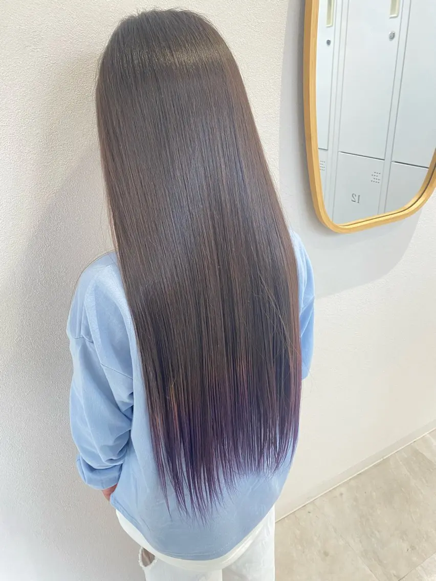 ロング カラー 縮毛矯正 ハイトーン/推しカラ ー⛓💜ゆららのヘアスタイル