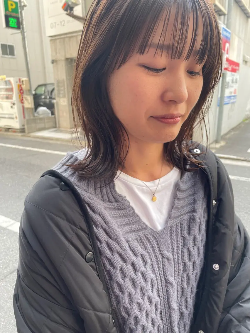 ミディアム カット ヘアカラー トリートメント ayane⭐️ボブ・ ショート・パーマのヘアスタイル