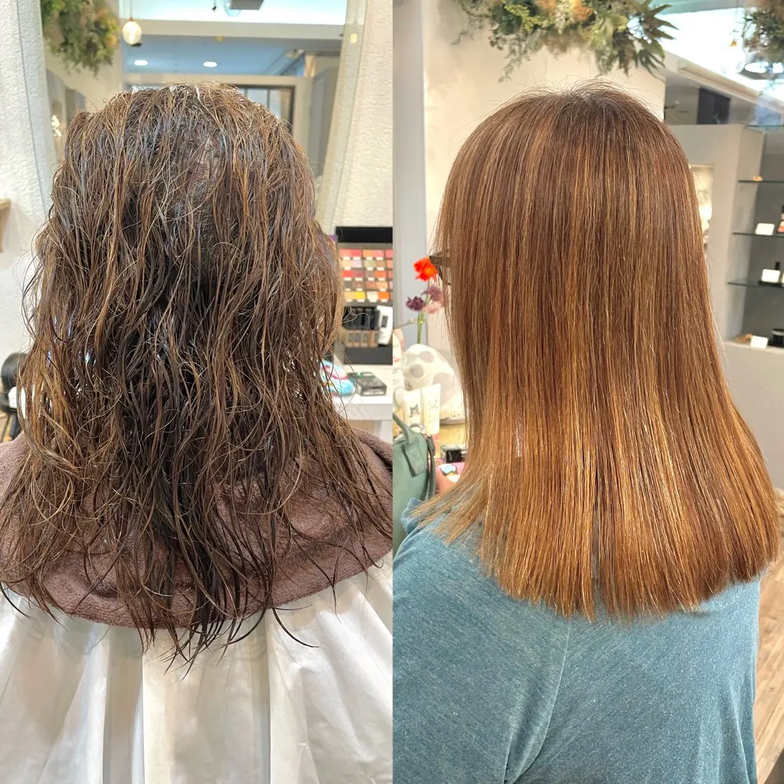 ミディアム 髪質改善 縮毛矯正 VISAGE ba.sk 金子詩帆のヘアスタイル