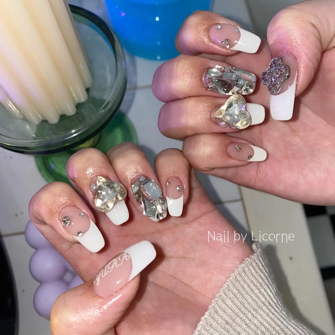 ネイル アートネイル オーロラネイル フレンチネイル 氷ネイル・うるうるネイル マグネットネイル ハンドネイル Nail by Licorneのネイルデザイン