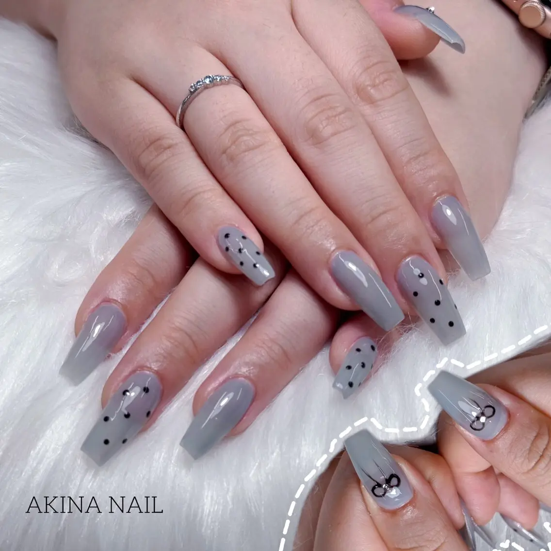 セミロング 韓国風ヘア ハンドネイル Akina Nail 亀戸のネイルデザイン