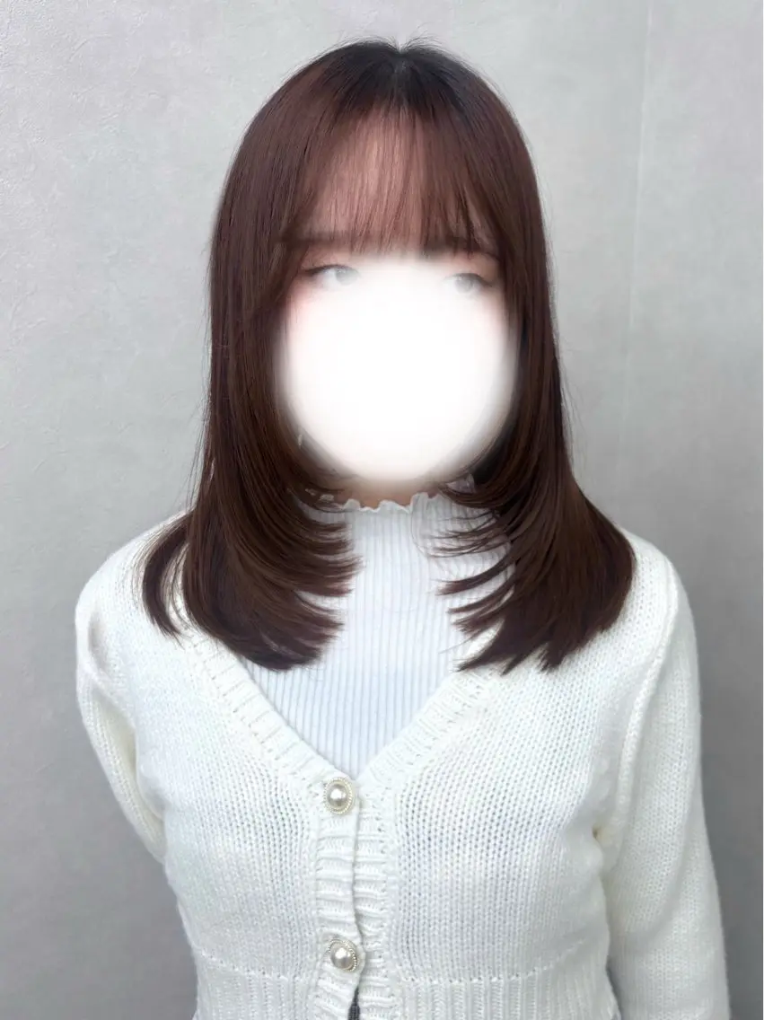ミディアム 顔周りカット レイヤーカット 福島 あいりのヘアスタイル