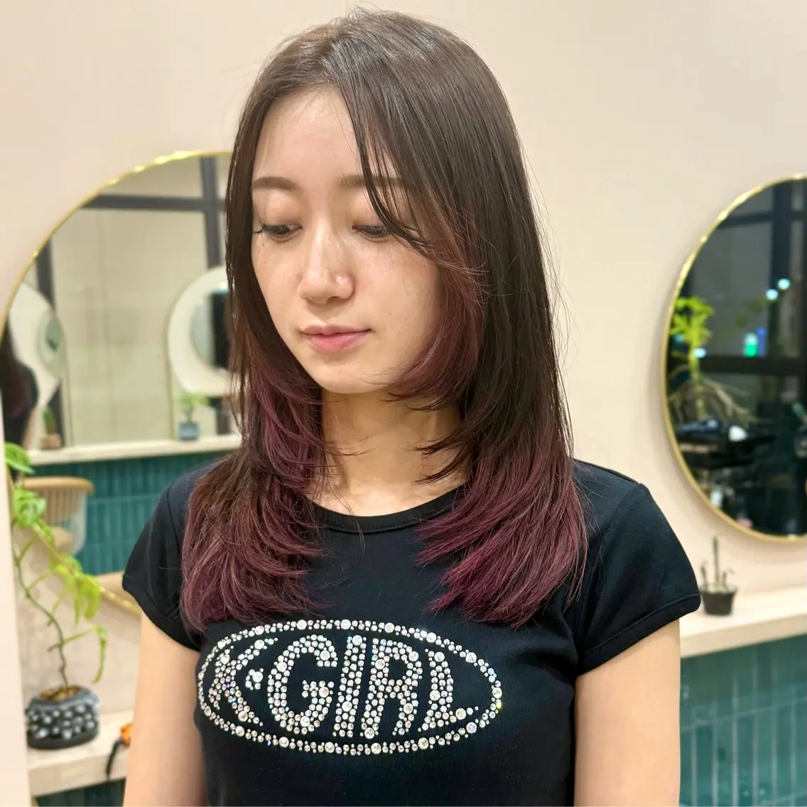 セミロング カラー レイヤーカット カット ヘアカラー 艶ブリーチカラー✨ ボブレイヤーSakiのヘアスタイル