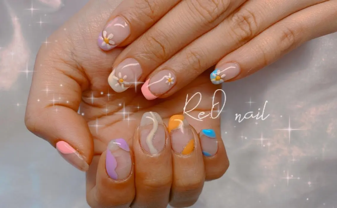 ネイル フレンチネイル パステルネイル ハンドネイル Re:Ø nail 🩵TSUJIのネイルデザイン