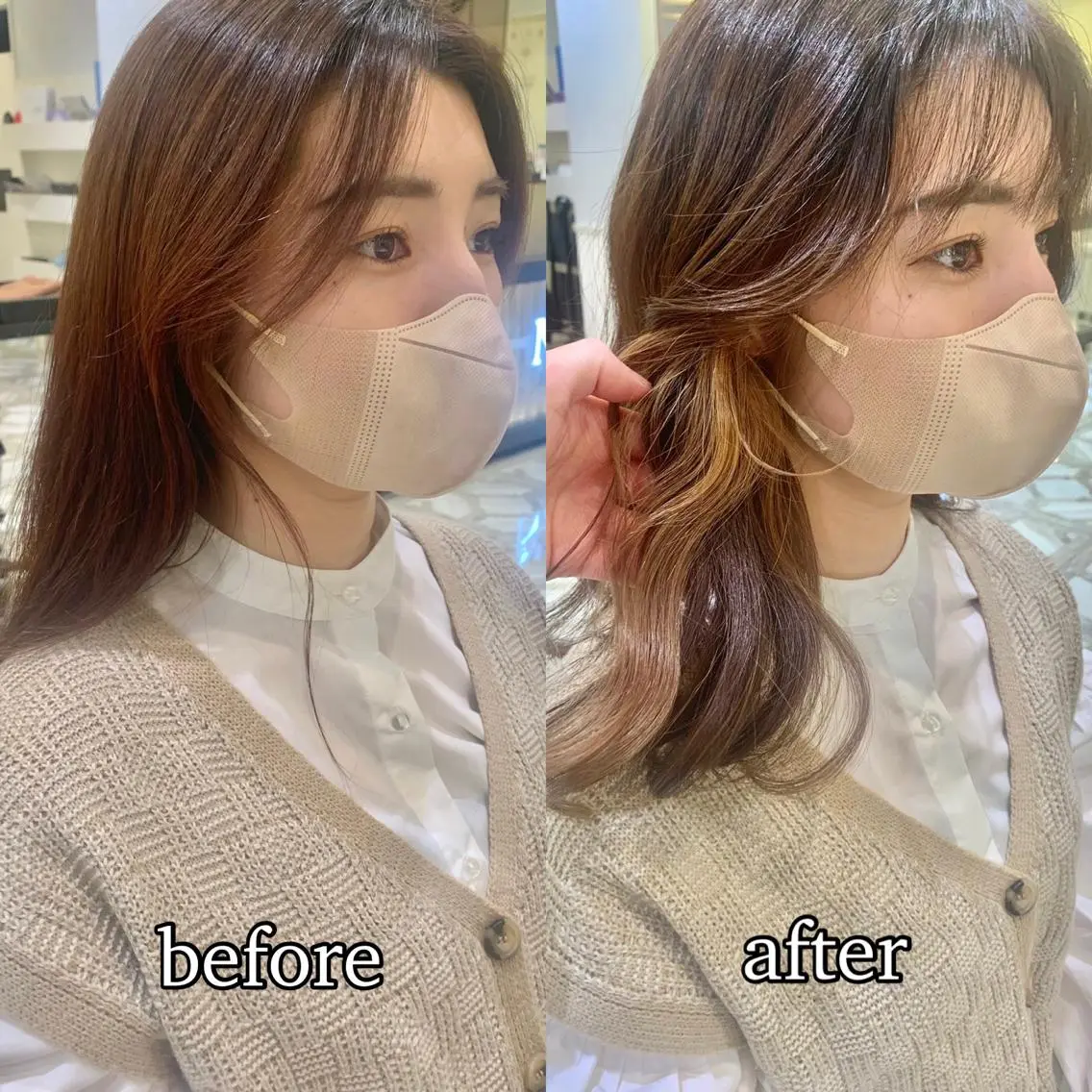 セミロング カラー パーマ ヘアアレンジ メンズ キッズ ネイル マツエク・マツパ アイブロウ カット ヘアカラー トリートメント 《褒められる》 透明感カラー/小嶋のヘアスタイル
