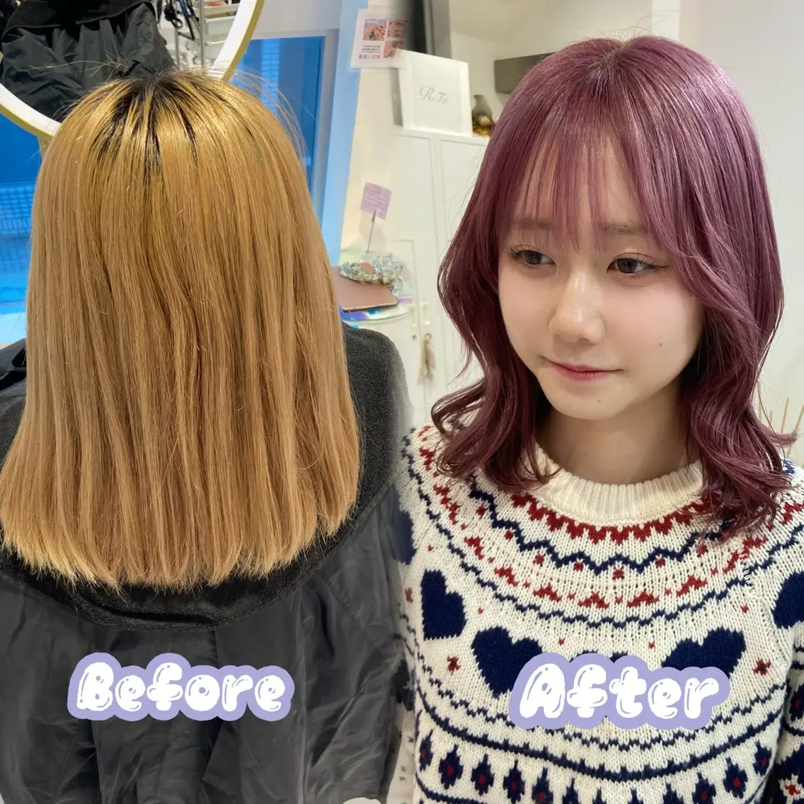 ショート カラー ブリーチ ピンクカラー バイオレットカラー カット ヘアカラー 名駅/ハイトーン /Y2k/YUNAのヘアスタイル