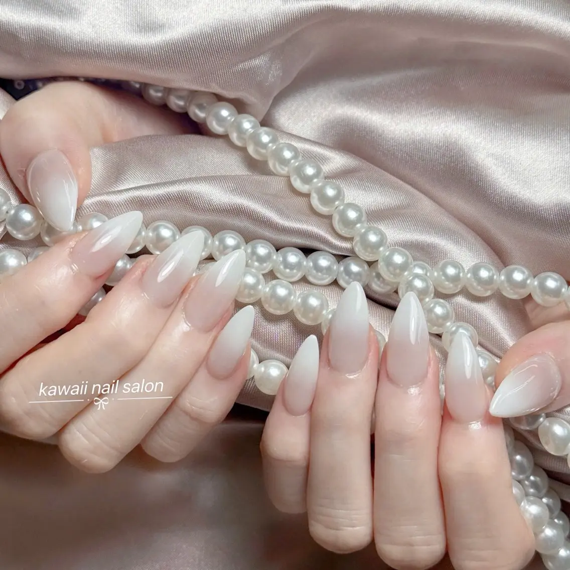 ネイル チークネイル ドット フレンチネイル 韓国ネイル レース Kawaii _Nailのネイルデザイン