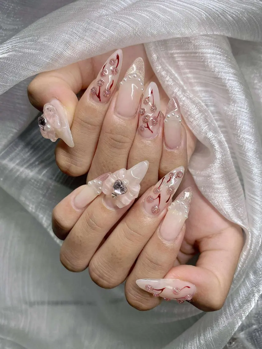 ネイル 長さ出し グラデーション 卒業式 キラキラネイル マグネットネイル ハンドネイル Lee Nailsのネイルデザイン