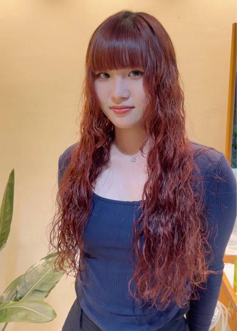 ロング パーマ くせ毛 縮毛矯正 カット パーマ トリートメント 山口 陸のヘアスタイル