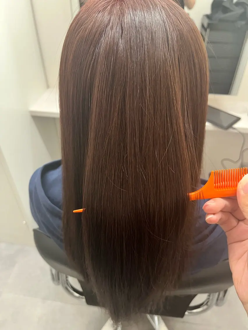 ロング カラー 透明感カラー ピンクカラー ヘアカラー newi京都 田中洸希のヘアスタイル