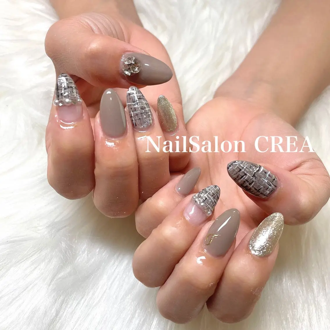ネイル ストーンネイル ハンドネイル NailSalon CREAのネイルデザイン