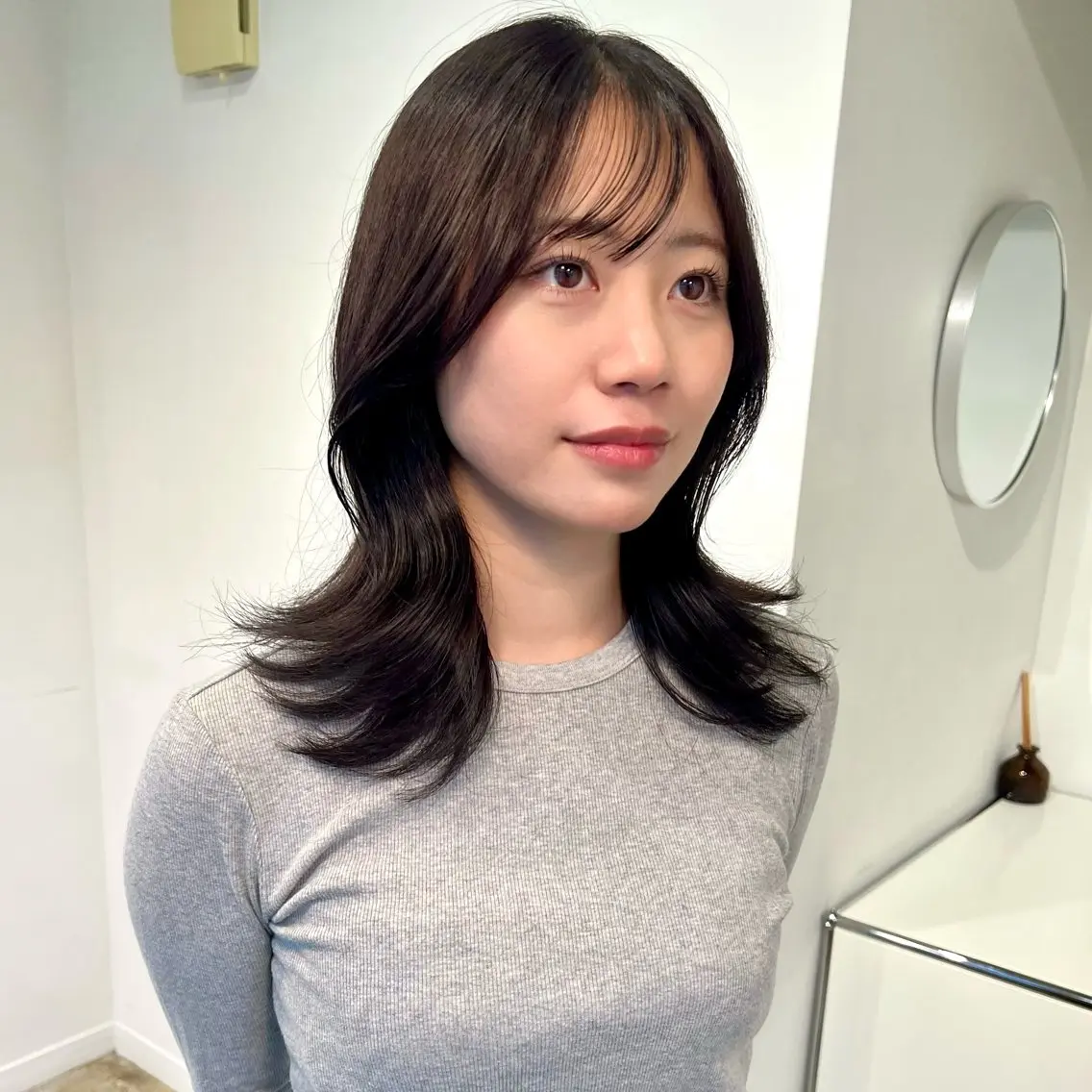 ミディアム カラー 透明感カラー カット ヘアカラー トリートメント レイヤー/縮毛矯正/ 暖色/mao🎀のヘアスタイル