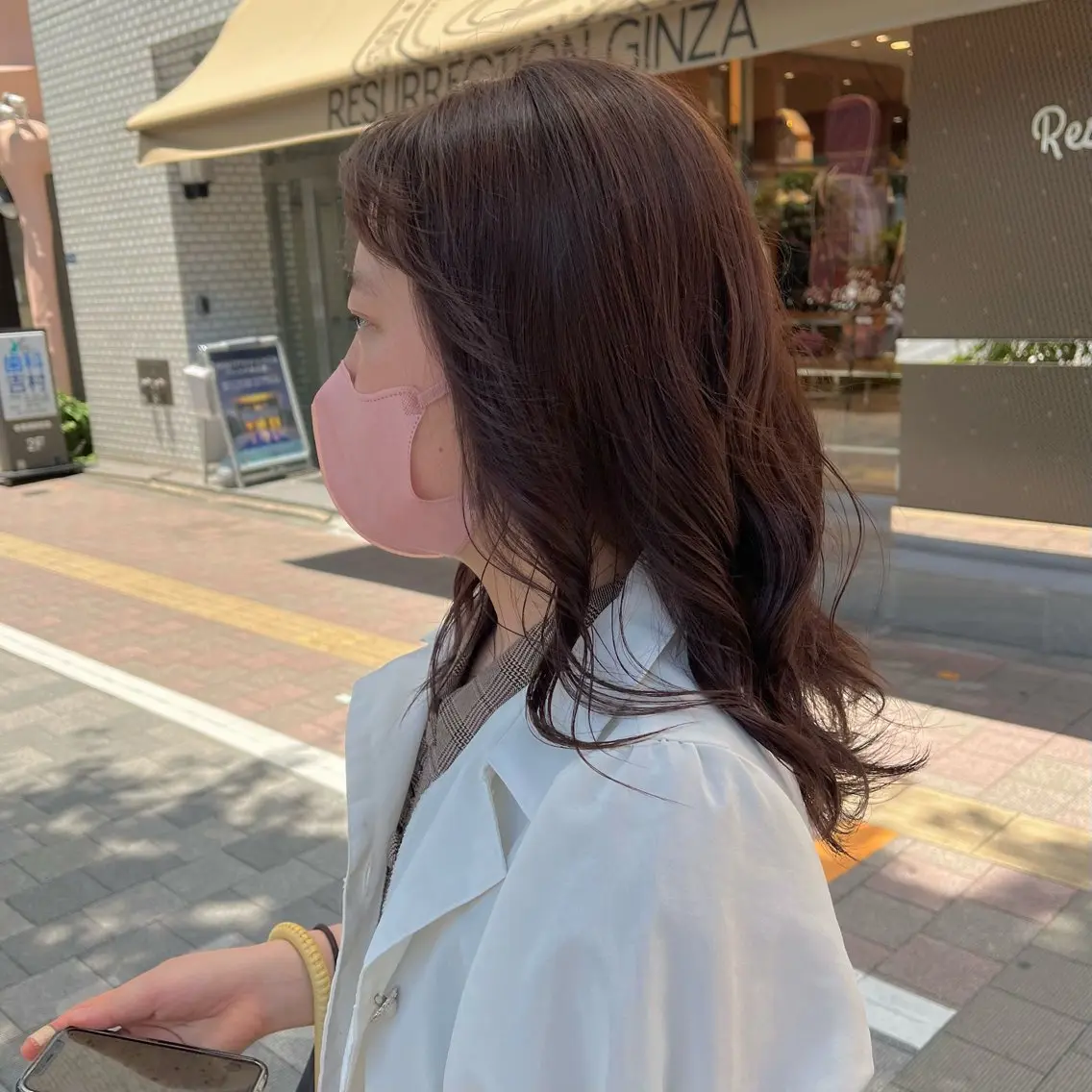 ミディアム カラー ブリーチ ラベンダーカラー ラベンダーピンク ブリーチなしカラー ピンクカラー 小林 萌生のヘアスタイル