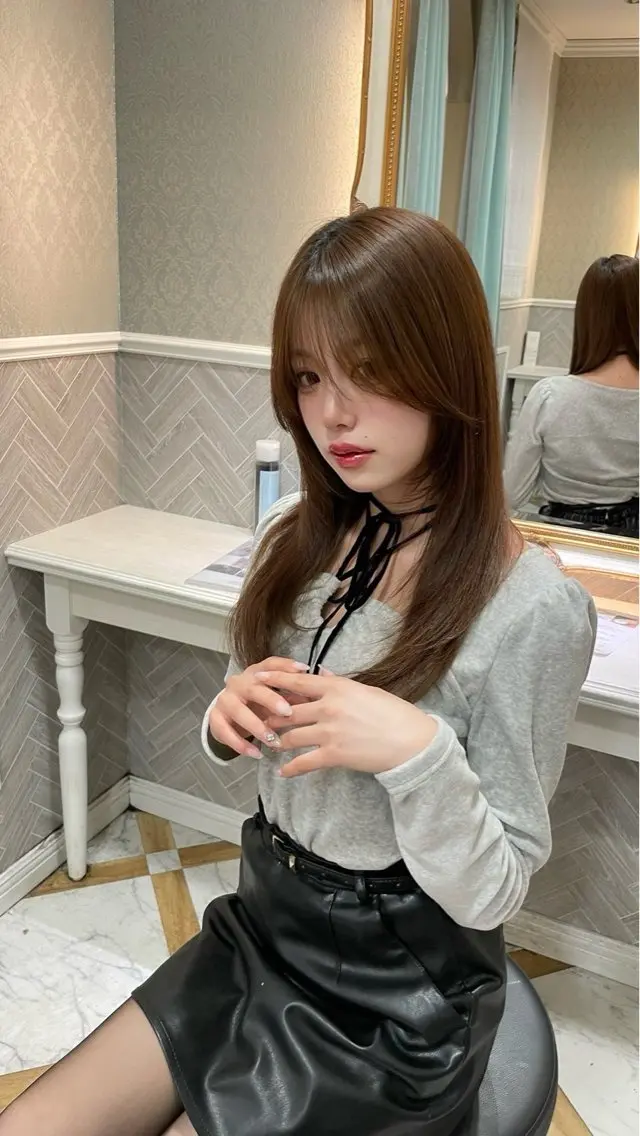 ロング 髪質改善 韓国風ヘア レイヤーカット 縮毛矯正 カット ヘアカラー 縮毛矯正 トリートメント 美髪縮毛矯正🩶 髪質改善/Shinaのヘアスタイル