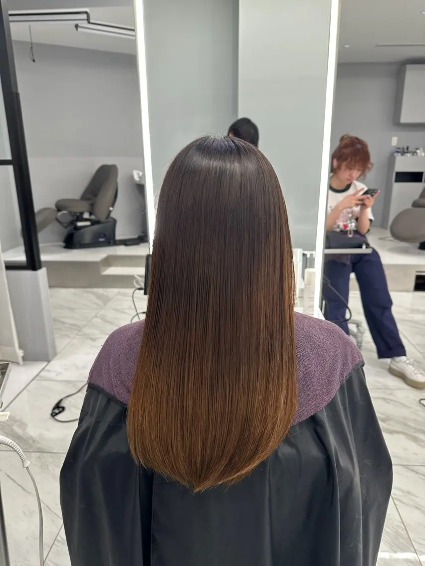 ロング 縮毛矯正 ハイトーン✖️ 縮毛矯正シュンペイのヘアスタイル