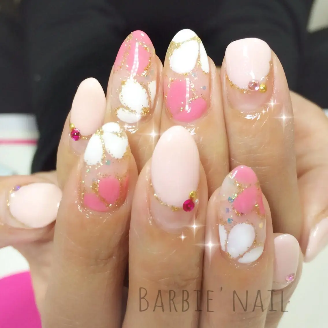 ネイル クリアネイル フラワーネイル フレンチネイル ジェルネイル ラメ(グリッター) 27salon yuinaのネイルデザイン