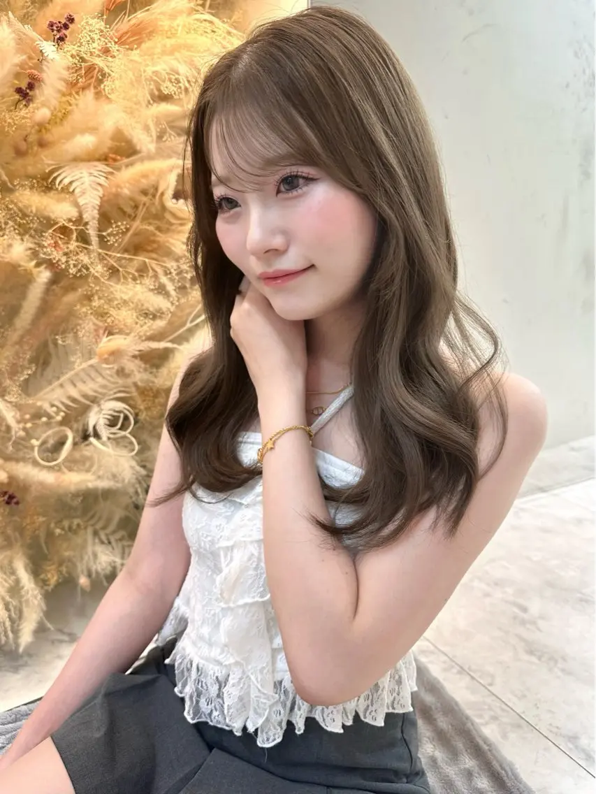 ミディアム カラー ベージュカラー ブリーチ ブラウンカラー ケアブリーチ ダブルカラー ヘアカラー トリートメント 🦋高瀬寛菜🦋 韓国/ブリーチのヘアスタイル