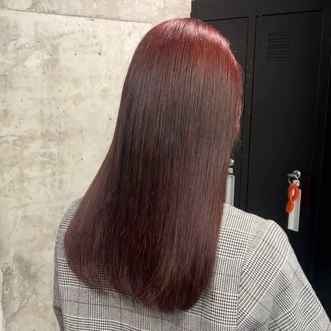 ロング カラー ブリーチ ボルドーカラー ブリーチなしカラー 艶暖色カラー🍒 縮毛矯正ほののヘアスタイル