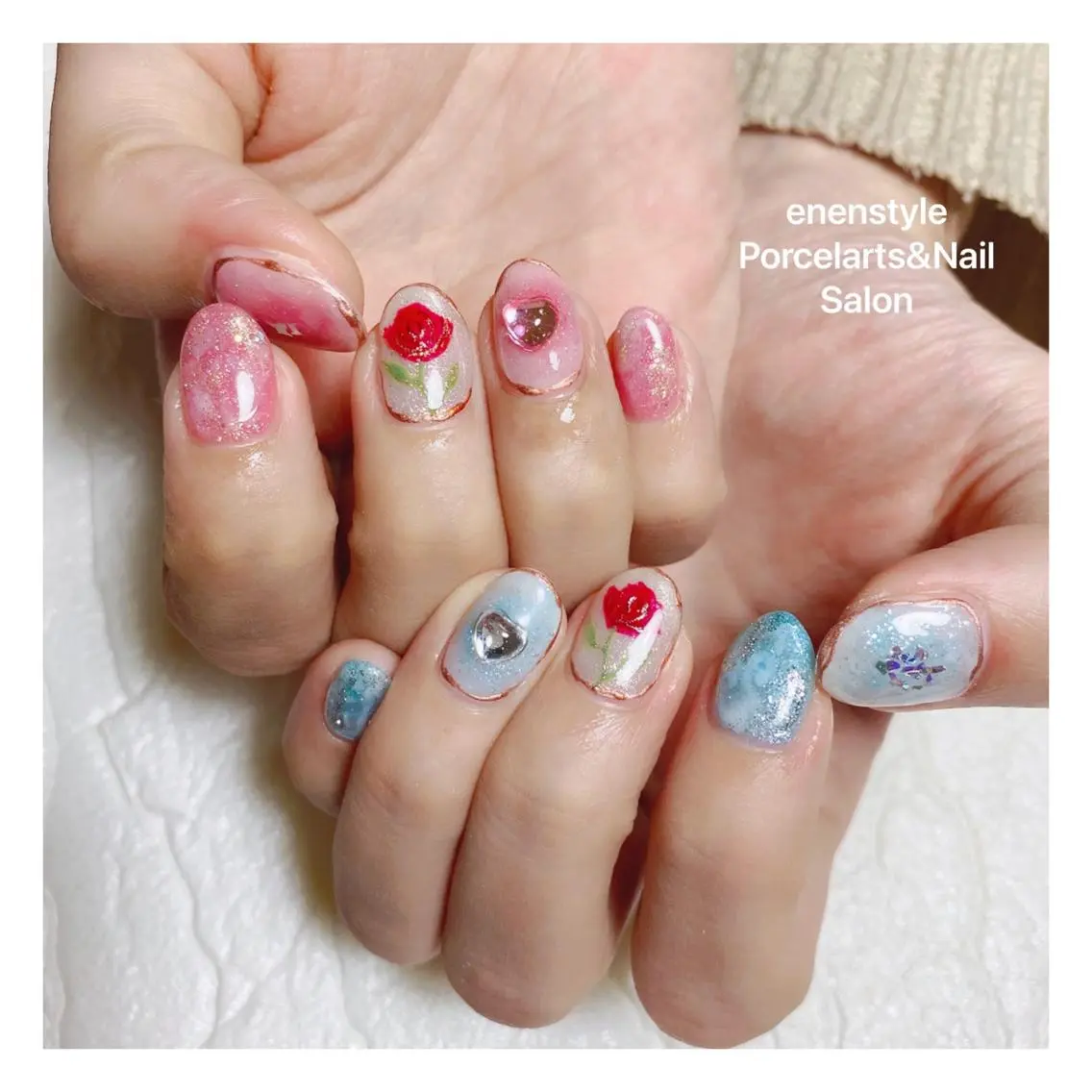 ミディアム ネイル ハンドネイル 🐾enen style 🐾のネイルデザイン