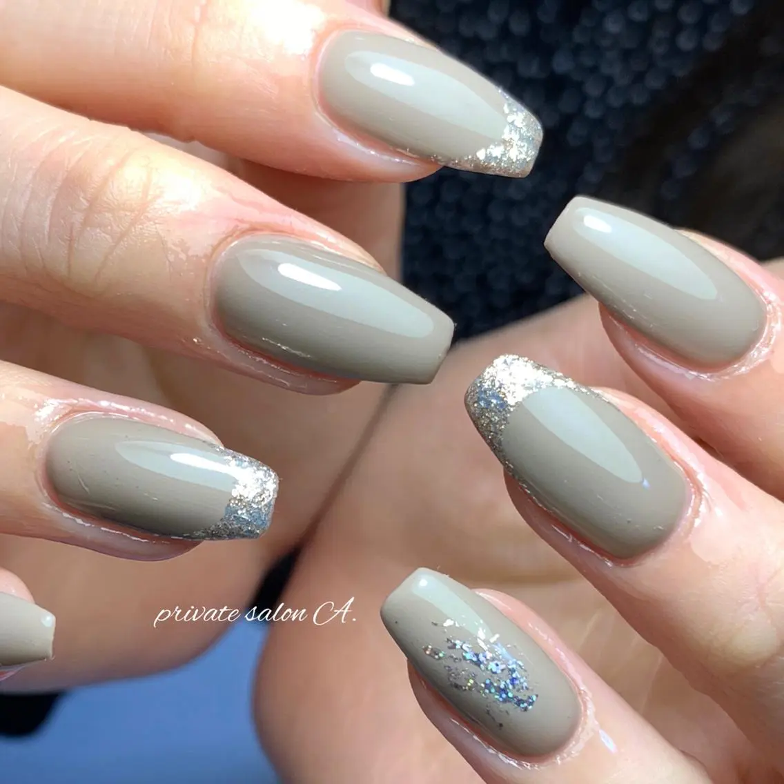 ネイル フレンチネイル ラメ(グリッター) richeri beautyのネイルデザイン