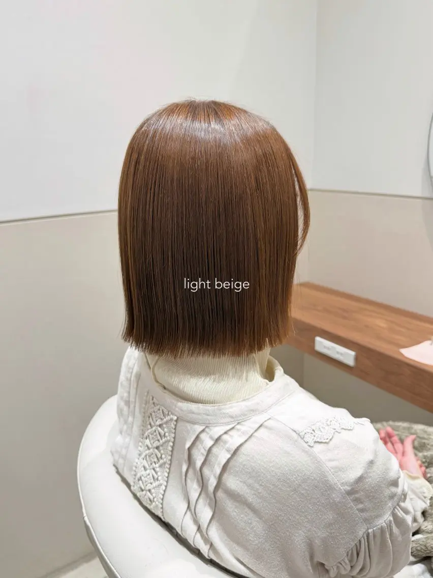 ショート カット ヘアカラー トリートメント 髪質改善/赤み消し ベージュ/ボブのヘアスタイル