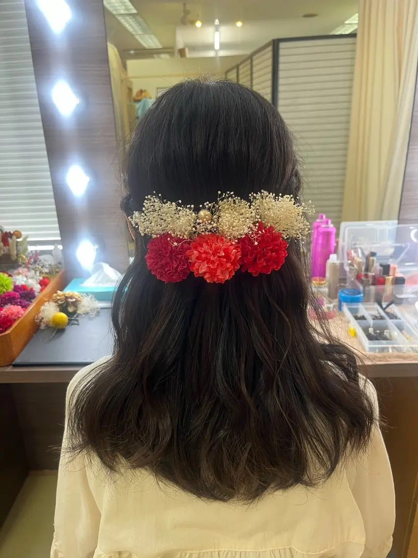 セミロング ヘアアレンジ ハーフアップ ヘアセット マンツーマン 縮毛矯正/マユコのヘアスタイル