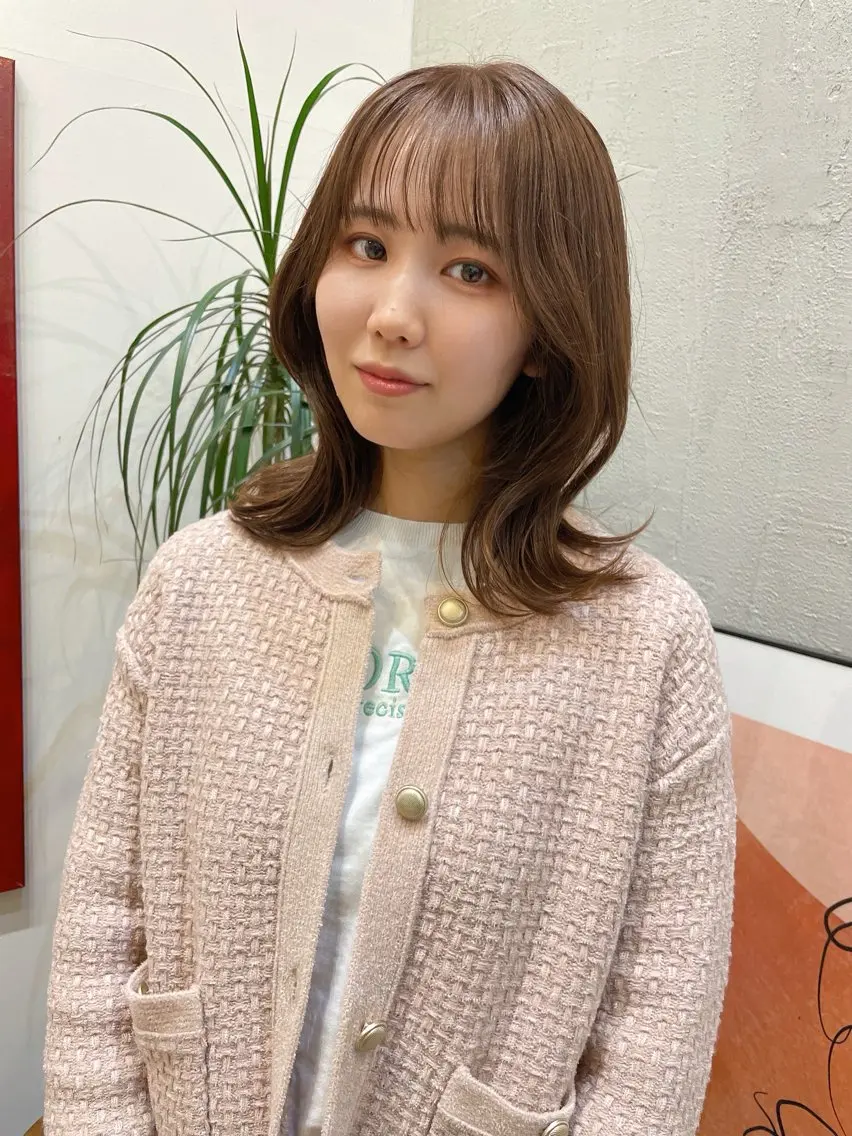 ミディアム カラー くびれヘア くびれレイヤー レイヤーカット カット ヘアカラー トリートメント 🌈高田大夢似合わせ 透明感カラー🌈のヘアスタイル