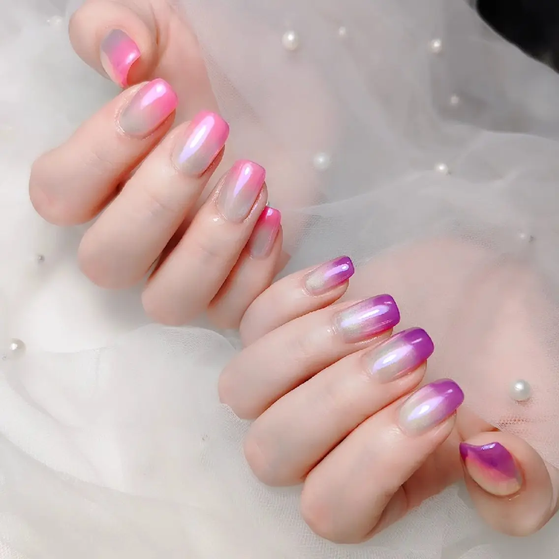 ネイル オーロラネイル ハンドネイル yuru calon nailのネイルデザイン