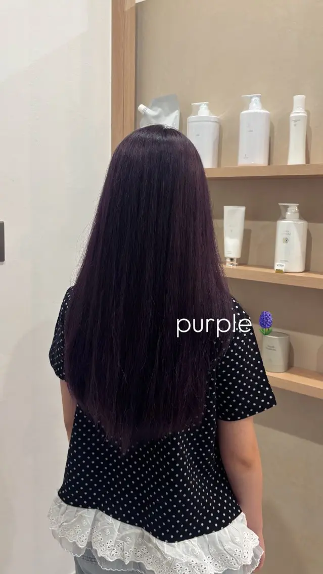 ロング カラー ブリーチ パープルカラー ヘアカラー 服部　心春 ｜カラーモデル募集のヘアスタイル