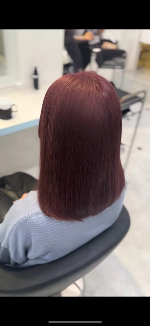 セミロング カラー ヘアカラー ♥️暖色カラ ー♥️由夏のヘアスタイル