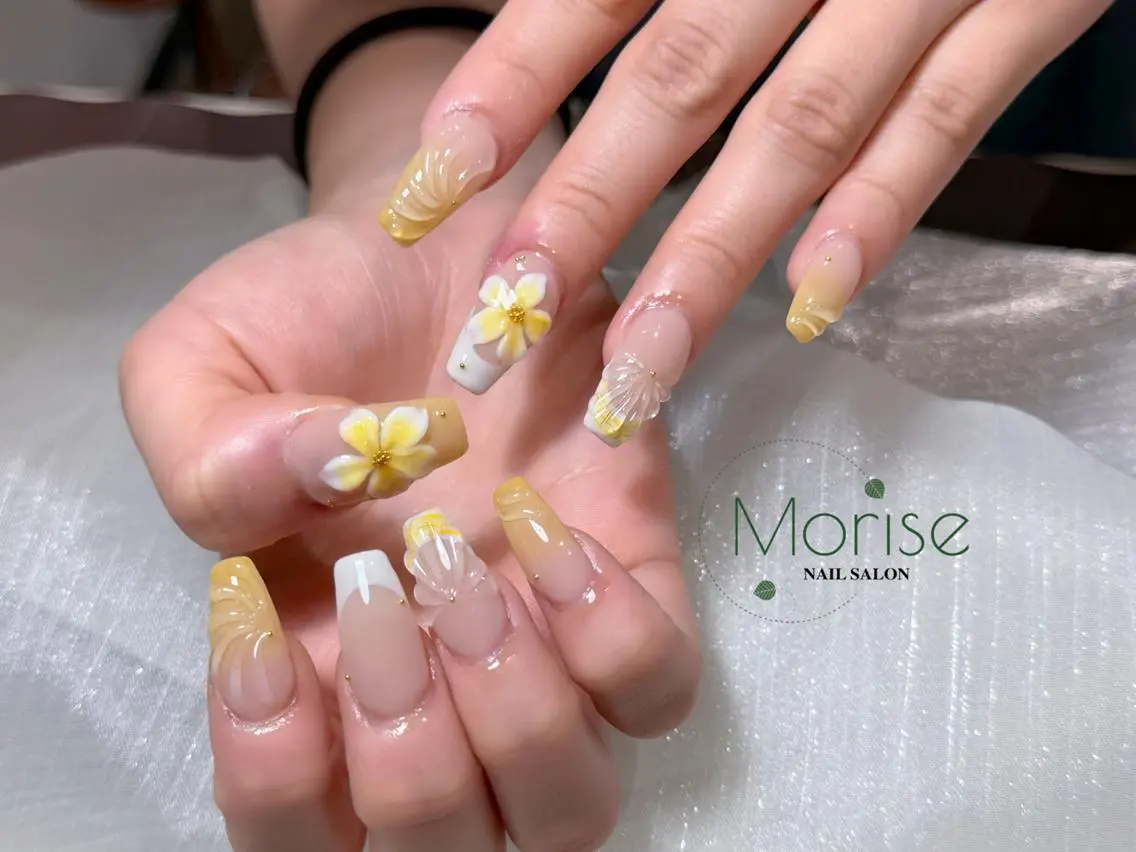 ネイル 長さ出し フットネイル フレンチネイル ジェルネイル ガーリー MoriseNail 原宿店のネイルデザイン