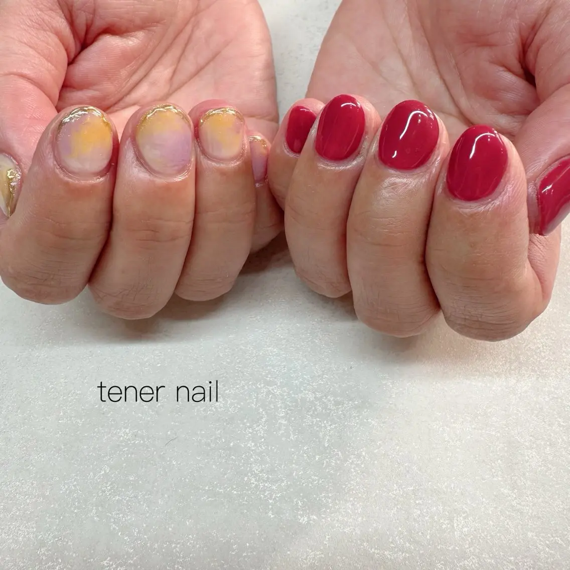 ネイル ニュアンスネイル ワンカラーネイル 赤色 ハンドネイル テネルネイル tener nailのネイルデザイン