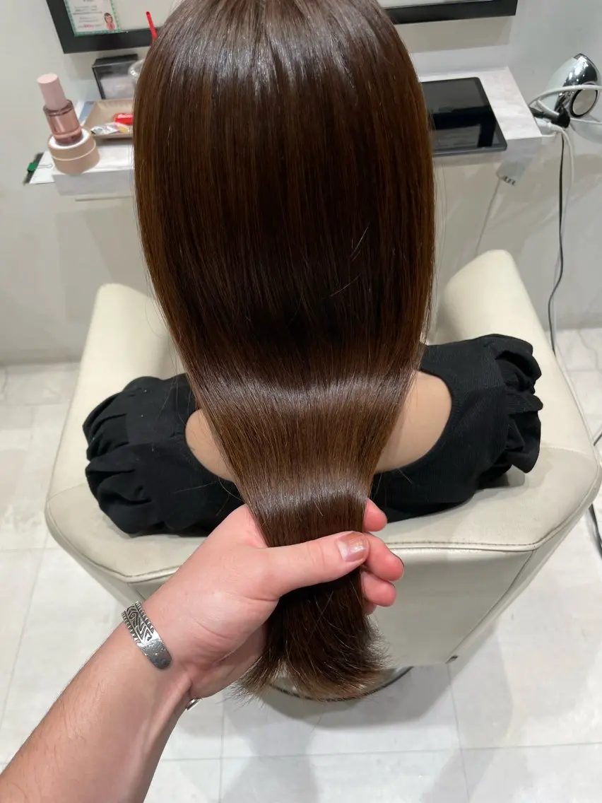 ロング カラー ブラウンカラー 縮毛矯正 トリートメント k-twoたき✨艶感 カラー/美髪矯正のヘアスタイル