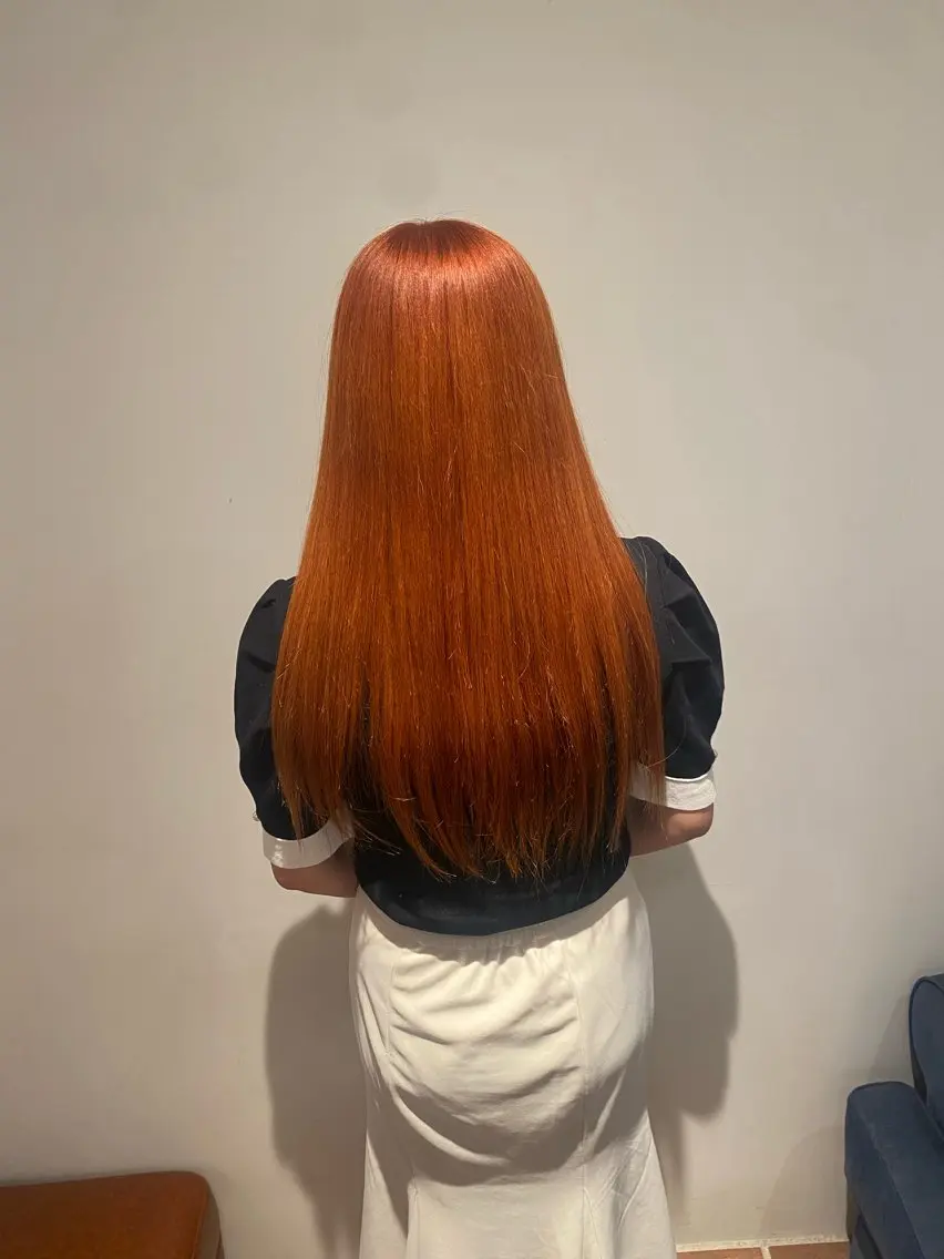 ロング カラー オレンジ reimi 表参道🍒のヘアスタイル