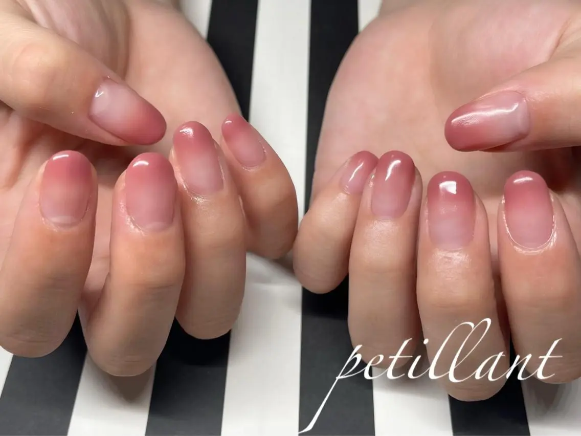 ネイル グラデーション ピンク 春ネイル nail salon petillantのネイルデザイン