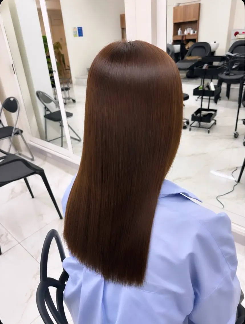 ロング 顔周りカット 髪質改善 韓国風ヘア レイヤーカット ロング 縮毛矯正 束感まつ毛/透明感 京都Yuuka🎀のマツエク・マツパデザイン