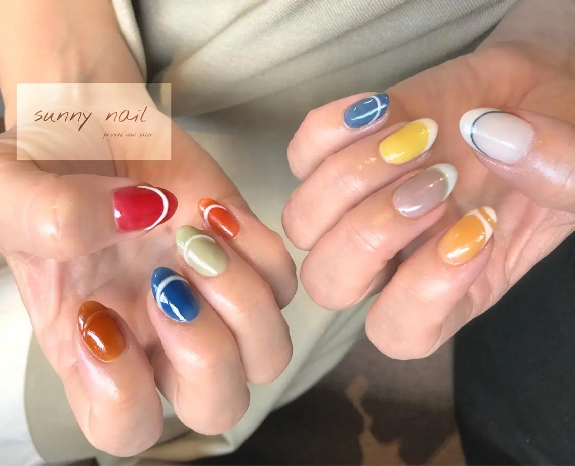 ネイル アートネイル カジュアル フレンチネイル ジェルネイル 持ち込み sunny nailのネイルデザイン
