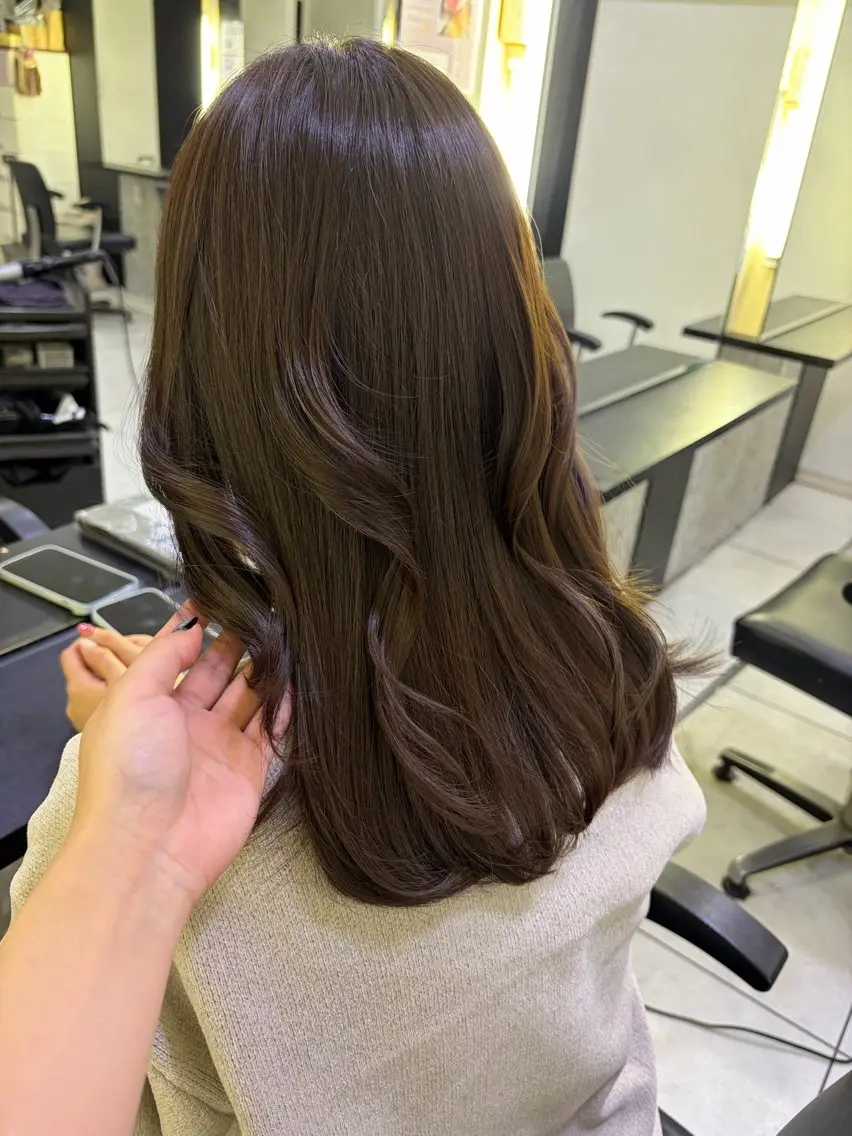 セミロング カラー ブラウンカラー 🍵rinka 🍵カラーモデル募集のヘアスタイル