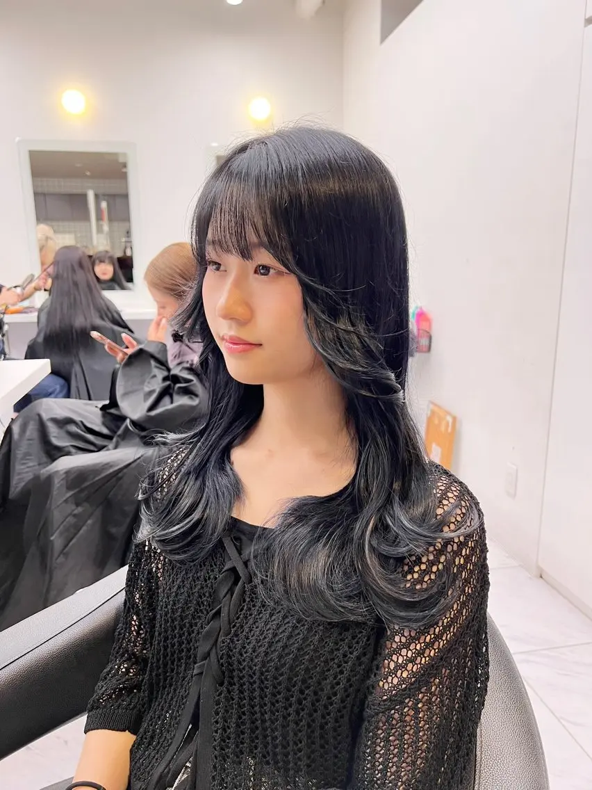 ロング カラー パーマ ヘアアレンジ メンズ キッズ 上品＆韓国風 🥀海心🥀のヘアスタイル