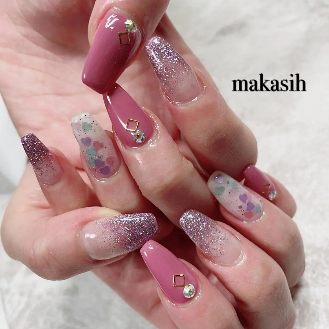 ネイル フラッシュネイル ハート バレンタイン 濱田 美菜子のエステ・リラクイメージ