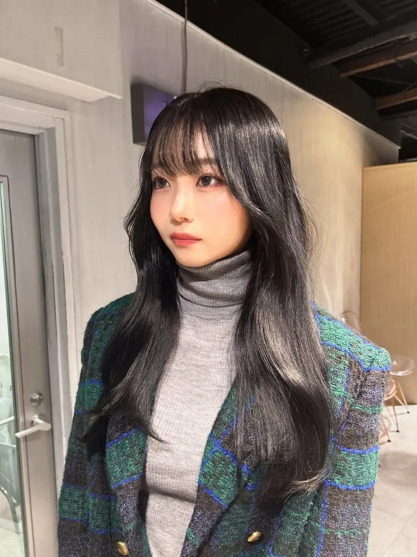 ロング 韓国風カラー 姫カット 韓国風ヘア レイヤーカット ワンホンレイヤー MEI🎀レイヤー 🎀韓国styleのヘアスタイル