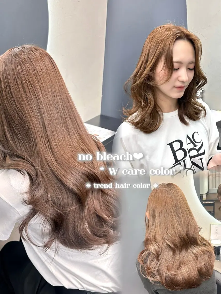 ロング カラー ヘアアレンジ ベージュカラー ブリーチ 透明感カラー ダブルカラー ブリーチなしカラー 新宿⌇韓国風ヘア ⌇透明感カラーのヘアスタイル