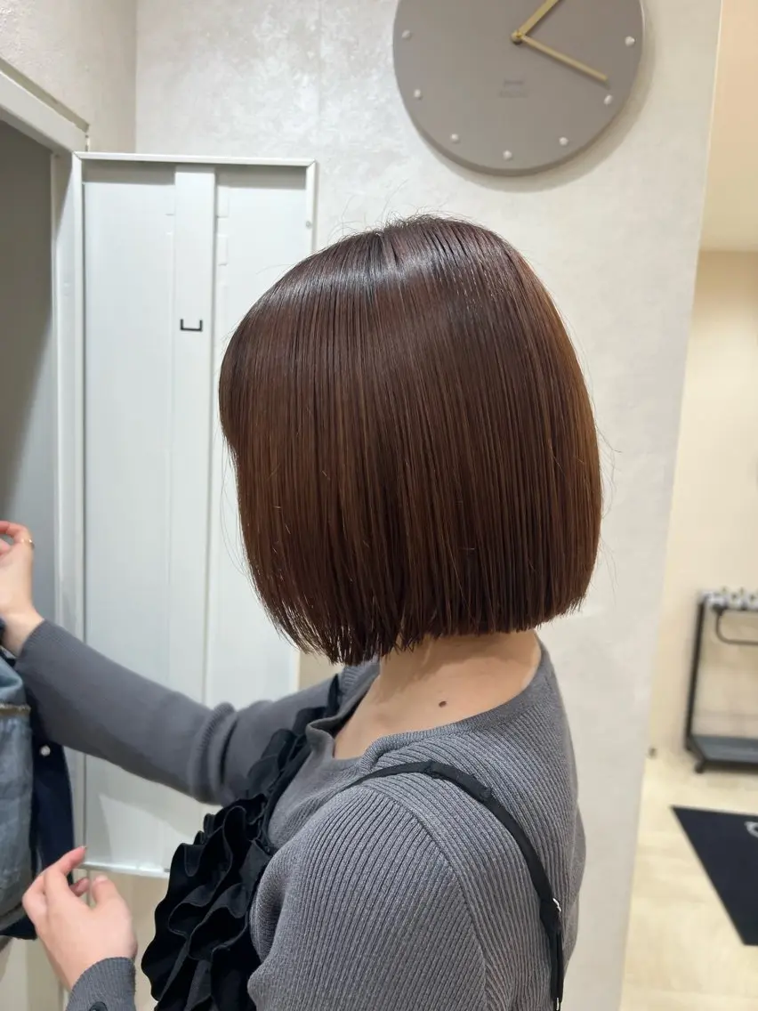 ショート パーマ ボブ 髪質改善 縮毛矯正 ストレートパーマ カット 縮毛矯正 トリートメント ✨🌿大人可愛い愛さ れhair🌿✨松本のヘアスタイル
