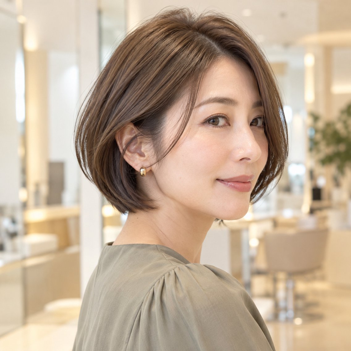 ミディアム カラー ショートボブ ボブ カット ヘアカラー トリートメント 大人ボブ/顔まわり/ 似合わせ/難波 雄雅のヘアスタイル