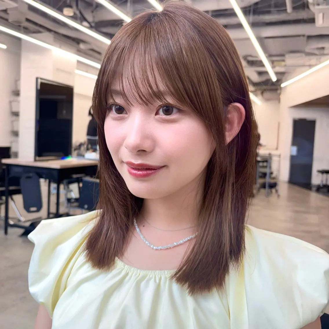 ミディアム カラー ブラウンカラー ヘーゼル レイヤーカット カット ヘアカラー トリートメント 顔まわり🥨レイヤー /透明感/水口舞奈のヘアスタイル