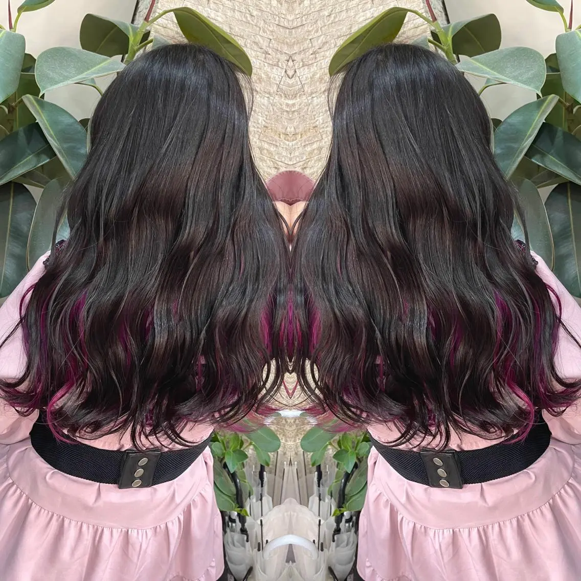 セミロング カット ヘアカラー Y Uのヘアスタイル