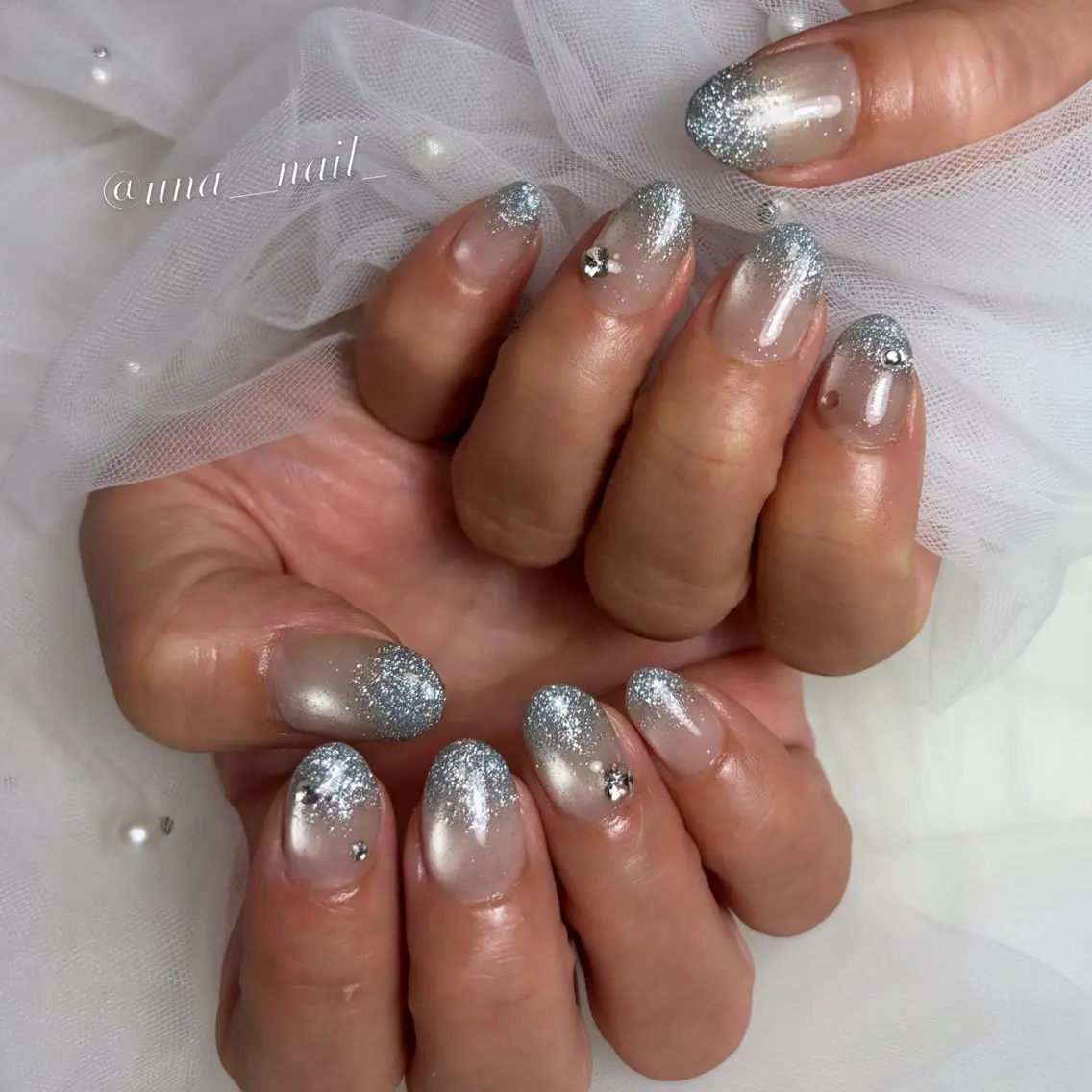 ネイル フラッシュネイル グラデーション マグネットネイル ハンドネイル nail salon unaのネイルデザイン
